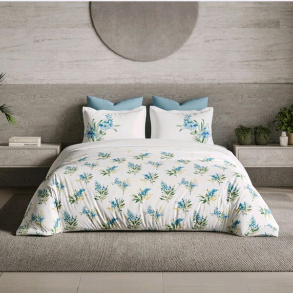Ddecor Bedsheet King Size Bedsheet Digital Print Floral Bedsheet 2.74 Meter X 2.74 Meter With 2 Pillow Cover  - 2.74 M X 2.74 M