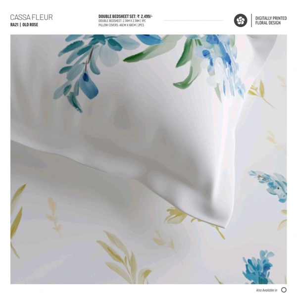Ddecor Bedsheet King Size Bedsheet Digital Print Floral Bedsheet 2.74 Meter X 2.74 Meter With 2 Pillow Cover  - 2.74 M X 2.74 M