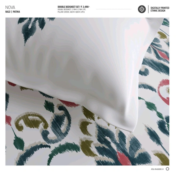 Ddecor Bedsheet King Size Bedsheet Digital Print Ethenic Bedsheet 2.74 Meter X 2.74 Meter With 2 Pillow Cover  - 2.74 M X 2.74 M