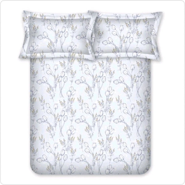 Bombay Dyeing Bedsheet King Size Cotton Floral 525 B Bedsheet  - 2.74 M X 2.74 M