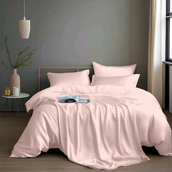 King size BedSheet Plain 400 Tc Cotton Double Bed sheet Heavy Tc 108" X 108" Light Pink Colour  - 2.74 M X 2.74 M