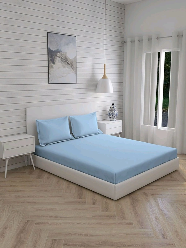 King size BedSheet Plain 400 Tc Cotton Double Bed sheet Heavy Tc 108" X 108"  - 2.74 M X 2.74 M