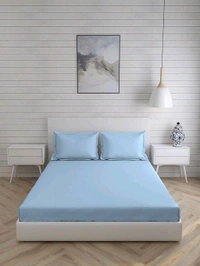 King size BedSheet Plain 400 Tc Cotton Double Bed sheet Heavy Tc 108" X 108"  - 2.74 M X 2.74 M