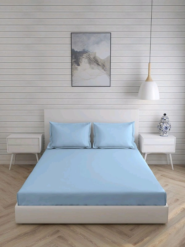 King size BedSheet Plain 400 Tc Cotton Double Bed sheet Heavy Tc 108" X 108"  - 2.74 M X 2.74 M