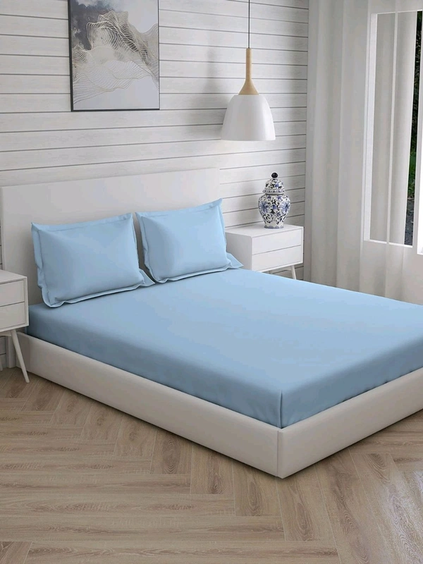 King size BedSheet Plain 400 Tc Cotton Double Bed sheet Heavy Tc 108" X 108"  - 2.74 M X 2.74 M