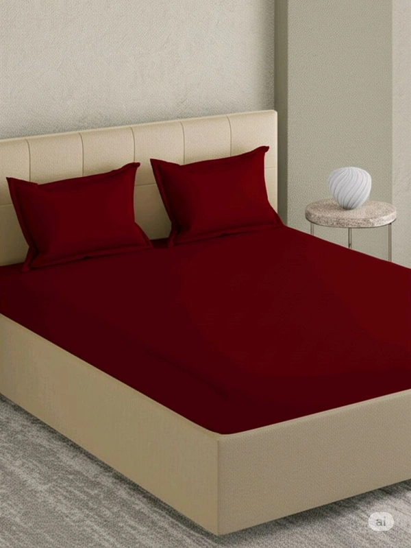 King size Bed sheet Plain 300 Tc Cotton Double Bedsheet - 2.74 M X 2.74 M