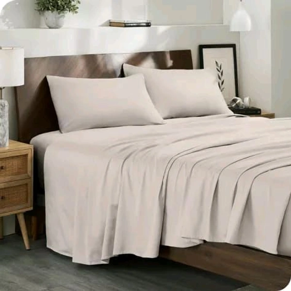 King size BedSheet Plain 400 Tc Cotton Double Bed sheet Heavy Tc 108" X 108" - 2.74 M X 2.74 M
