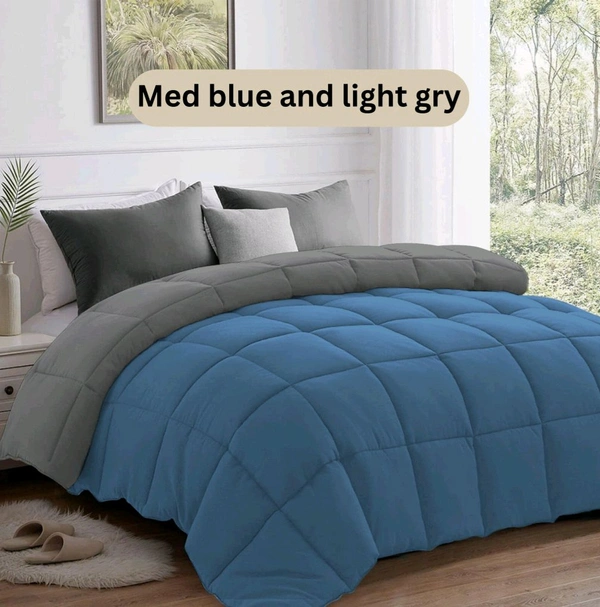 Comforter Single Bed Size Heavy Quality Very Soft Feel Reviersable Comforter Med Blue And Light Grey  - 1.50 M X 2.24 M
