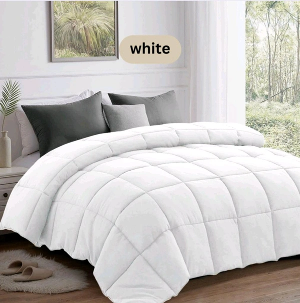 Comforter Single Bed Size Heavy Quality Very Soft Feel Reviersable Comforter White Plain - 1.50 M X 2.24 M