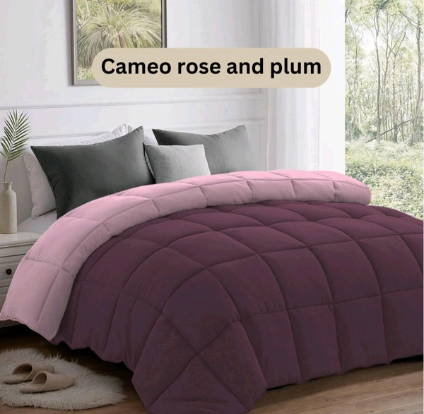 Comforter Double Bed Size Heavy Quality Very Soft Feel Reviersable Comforter Cameo Rose And Plum Plain  - 2.24 M X 2.54 M
