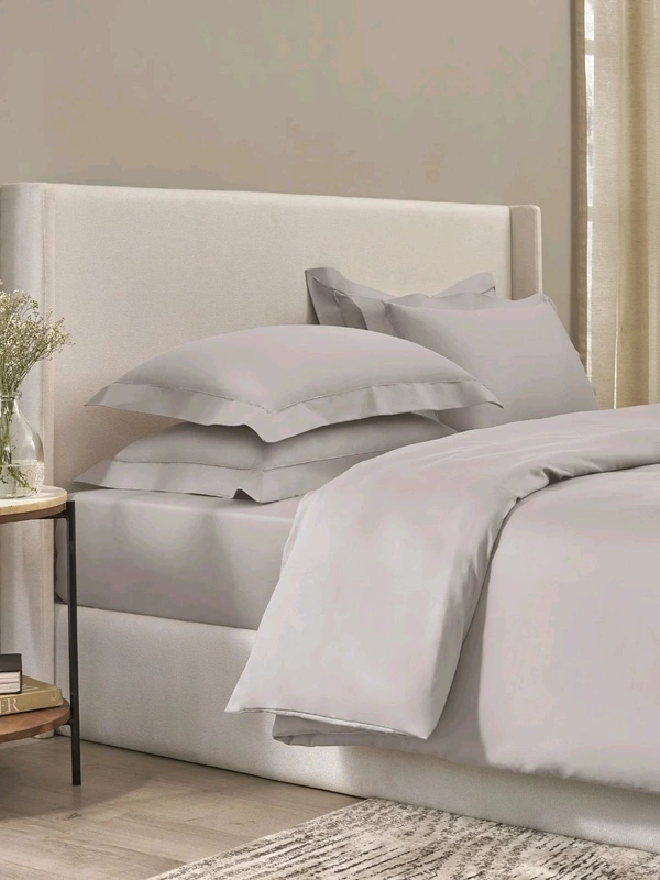 King size BedSheet Plain 400 Tc Cotton Double Bed sheet Heavy Tc 108" X 108" Willow Grey - 2.74 M X 2.74 M