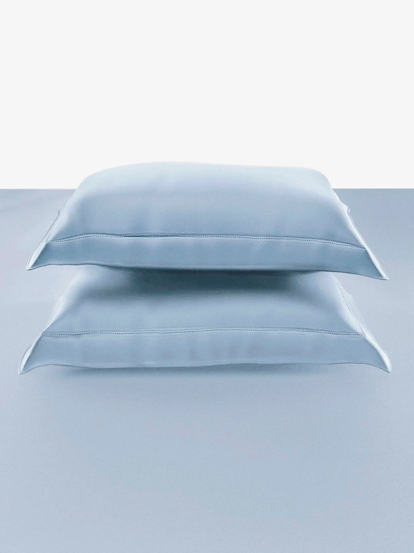 King size BedSheet Plain 400 Tc Cotton Double Bed sheet Heavy Tc 108" X 108" Pale Blue - 2.74 M X 2.74 M