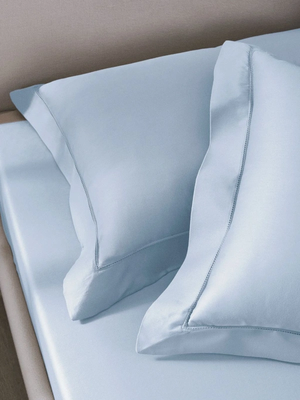 King size BedSheet Plain 400 Tc Cotton Double Bed sheet Heavy Tc 108" X 108" Pale Blue - 2.74 M X 2.74 M