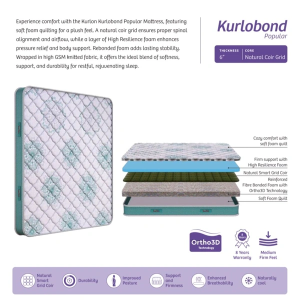 Kurlon Kurlobond Popular Mattress 6 Inch Thickness in Ahmedabad - 72 X 30, 6 Inch Thickness