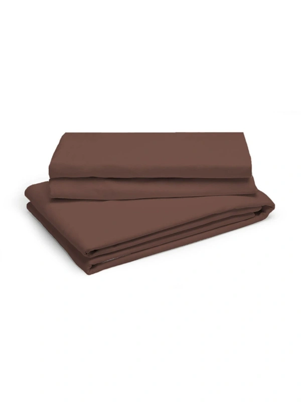 King size BedSheet Plain 400 Tc Cotton Double Bed sheet  - 2.74 M X 2.74 M, Coffee