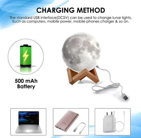 3D Moon Lamp - White