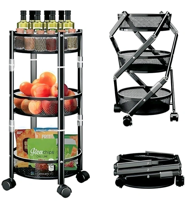 Foldable Kitchen Trolley Rack - Dorado