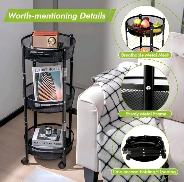 Foldable Kitchen Trolley Rack - Dorado