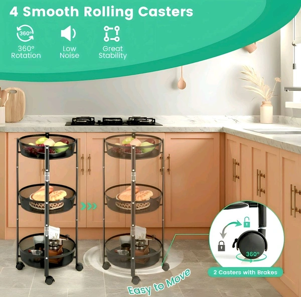 Foldable Kitchen Trolley Rack - Dorado