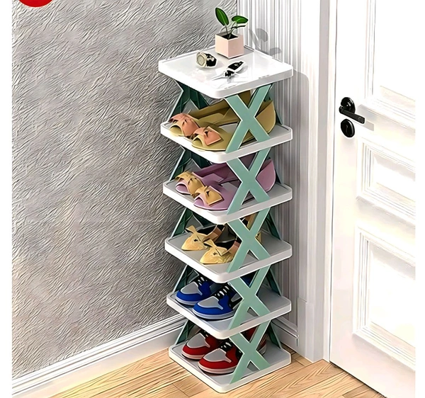 Sixfire 5 Tier Shoe Rack: Modern, Adjustable, Stackable Shoe Storage Organizer for Bedroom, Entryway, Living Room (Multi Color, Plastic) - Eastern Blue