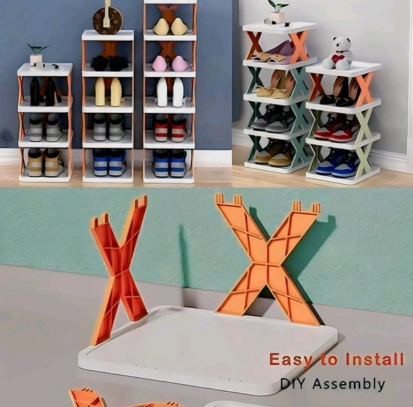 Sixfire 5 Tier Shoe Rack: Modern, Adjustable, Stackable Shoe Storage Organizer for Bedroom, Entryway, Living Room (Multi Color, Plastic) - Eastern Blue