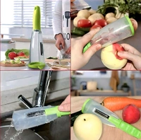 Drumstone (𝗦𝗽𝗲𝗰𝗶𝗮𝗹 𝟭𝟬 𝗬𝗲𝗮𝗿𝘀 𝗪𝗮𝗿𝗿𝗮𝗻𝘁𝘆) All-in-One Stainless Steel Peeler with Storage | Peel, Slice & Shred Effortlessly Must-Have for Modern Kitchens - Eastern Blue