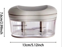 Manual Garlic Chopper, Mini Food Processor for Vegetables and Fruits, Kitchen Hand Push Mincer with Container - White