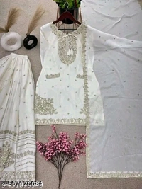 Sharara Dupatta Set - White, S