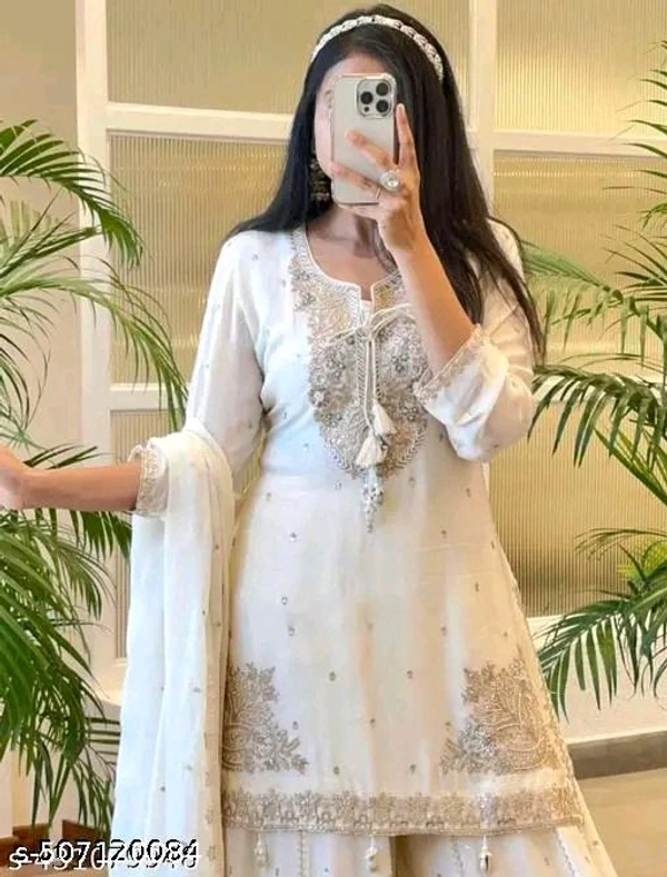 Sharara Dupatta Set - White, XL