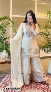 Sharara Dupatta Set - White, M
