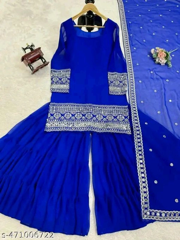 Sharara Dupatta Set  - Blue, L