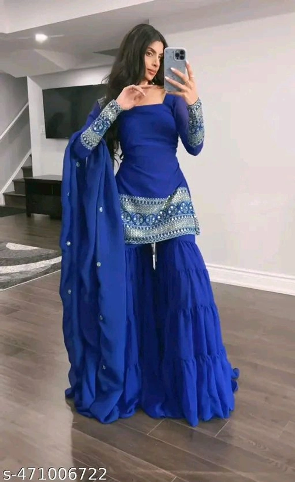Sharara Dupatta Set  - Blue, M