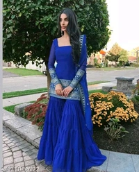 Sharara Dupatta Set  - Blue, S