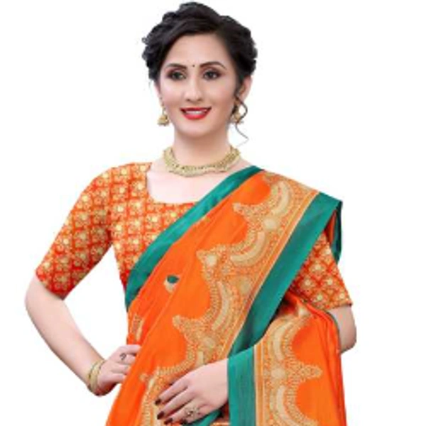 Printed Mysore Art Silk Saree  (Orange)
