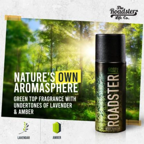 ROADSTER Into the Woods & Green Trails Non Gas Deodorant Spray - For Men  (300 ml, Pack of 2)