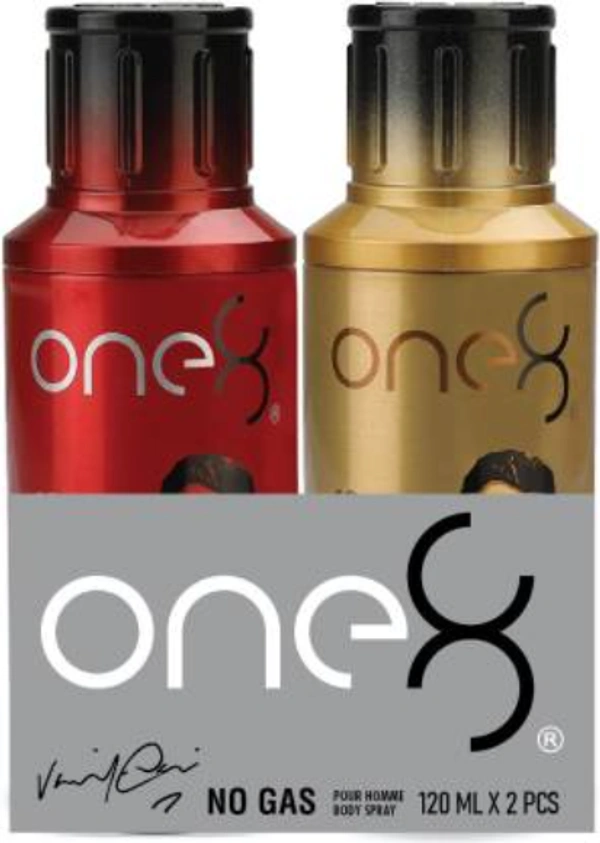one8 by Virat Kohli No Gas Set of 2 Deos( Rouge + Gold) Perfume Body Spray - For Men  (240 ml, Pack of 2)
