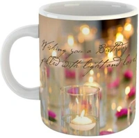 GiftOwl Happy Birthday Joy and Light Ceramic Coffee for Friend, Girlfriend & BoyFriend Glossy Finish With Vibrant Print Ceramic Coffee Mug  (0.325 ml)