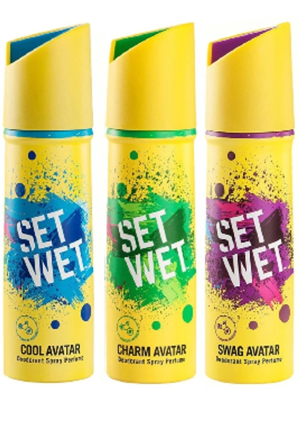 Setwet SET WET Cool, Charm and Swag Avatar Deodorant Spray - For Men  (450 ml, Pack of 3)