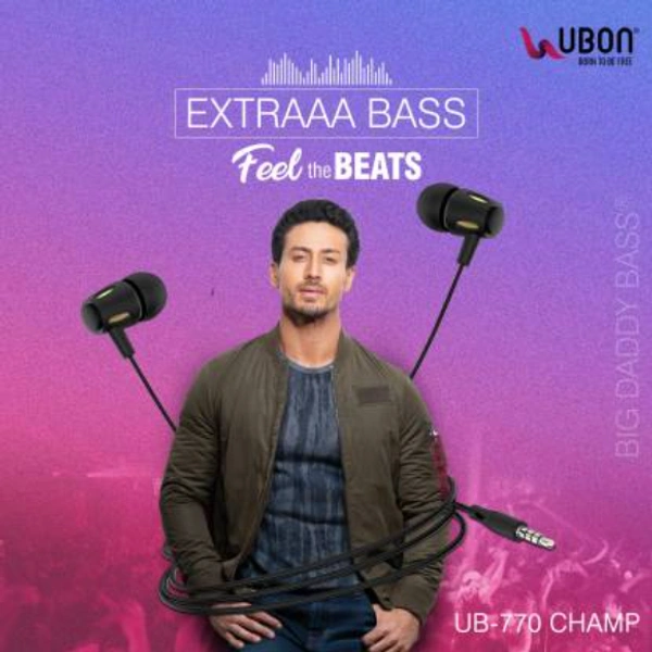 Ubon UB-770 Wired Headset  (Black, In the Ear) - BLACK