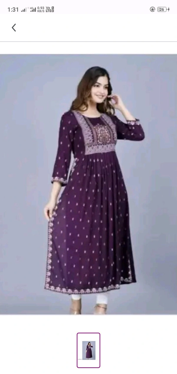 Purplekur Women Kurti
Name: Purplekur
Fabric: Rayon
Sleeve Length: Three-Quarter Sleeves
Pattern: Solid
Combo of: Single
Sizes:
S, M, L, XL, XXL, XXXL
Country of Origin: India - XXL