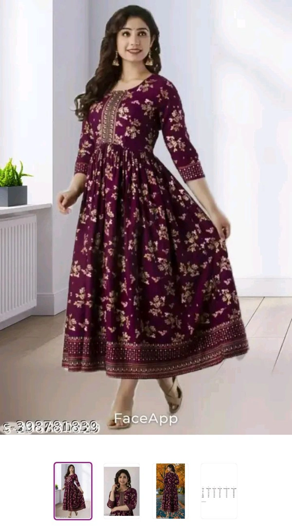 New printed anarkali wine gown - L