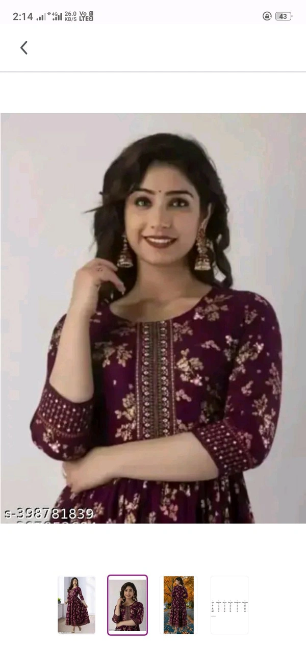New printed anarkali wine gown - L