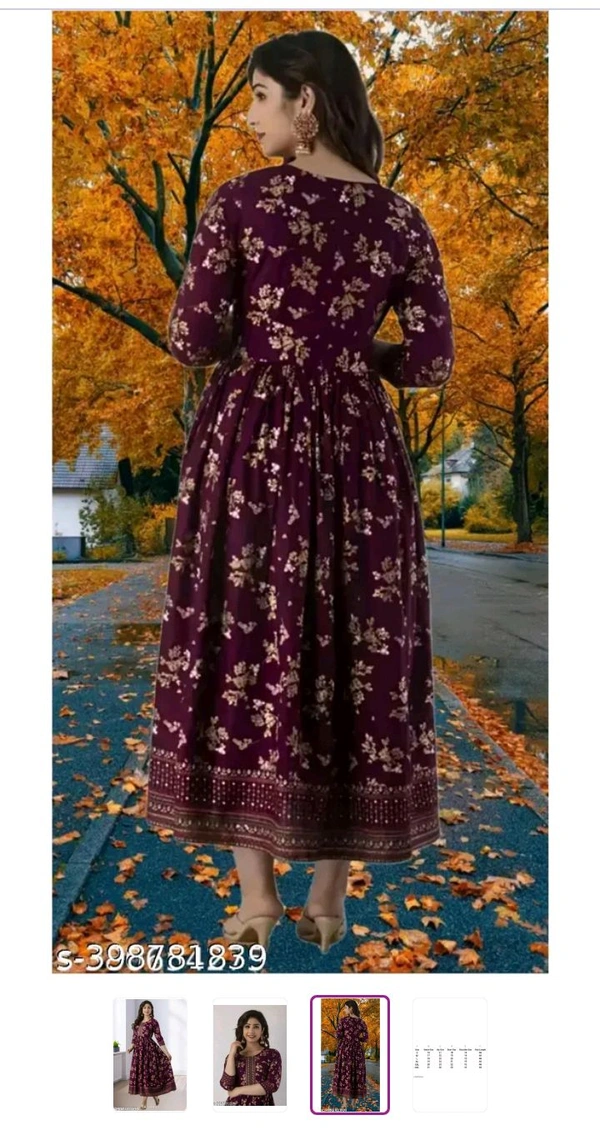 New printed anarkali wine gown - L