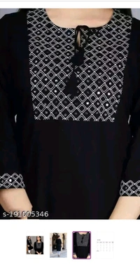 Black Kurti For Women  - Black, XL