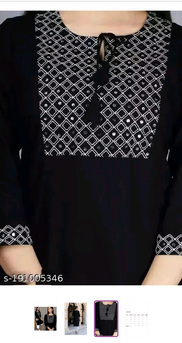 Black Kurti For Women  - Black, XXL