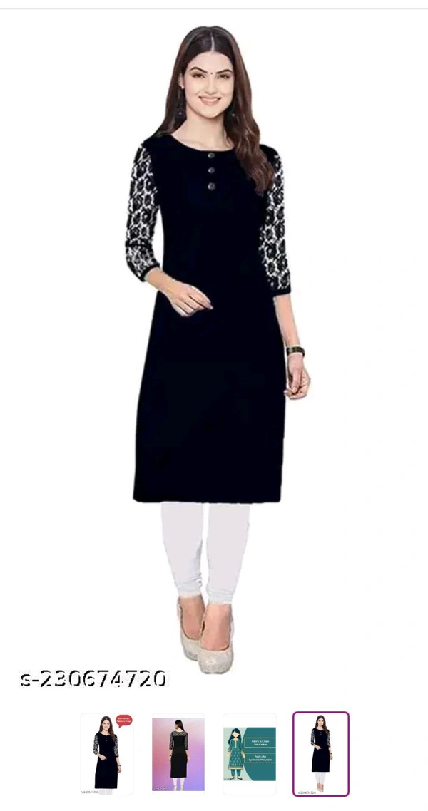 Polyster/Crepe fabric-Chic and Comfortable & Kurtis: Your Summer Essential - Black, M