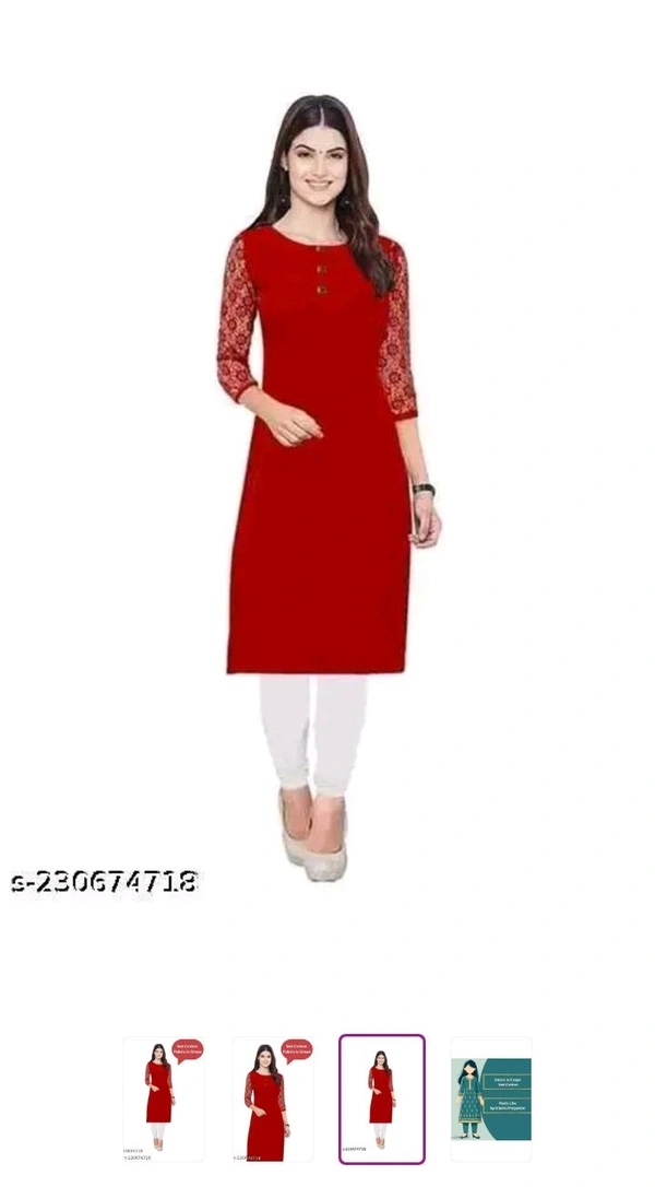 Polyster/Crepe fabric-Chic and Comfortable & Kurtis: Your Summer Essential - Red, M