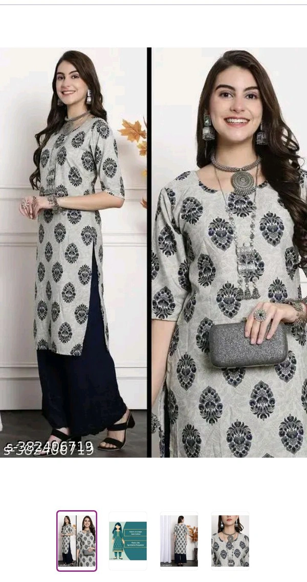 Polyster/Crepe fabric-Kurti For Women - White, XLL