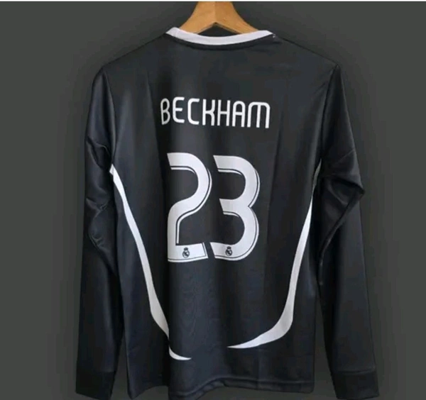 REAL MADRID BLACK JERSEY FULL SLEEVES BECKHAM - Black, M
