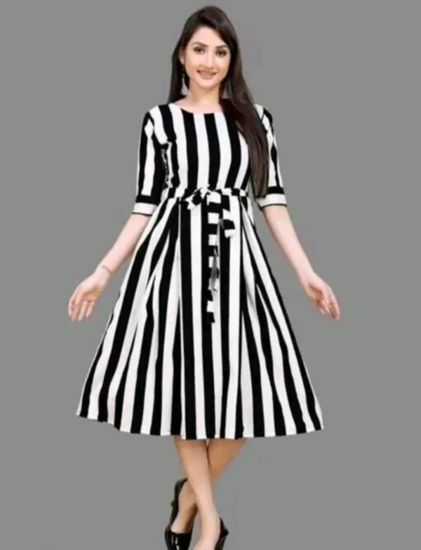 Black And White Lining Cotton Frock Stylish Womsn Frock Girl Cloth Cotton Froq western dress for women
Name: western dress for women
Fabric: Viscose Rayon
Sleeve Length: Three-Quarter Sleeves
Pattern: Embroidered
Net Quantity (N): 1
Sizes:
S, M, L, XL, XXL
A good quality dress for women. It will give them a  - S